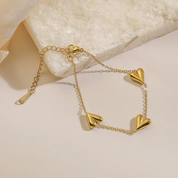"Heart Themed" Bracelet- 18K Premium Gold Plated