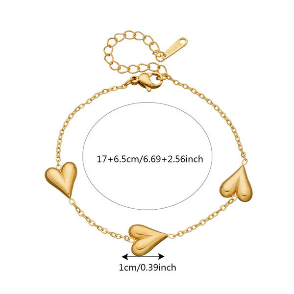 "Heart Themed" Bracelet- 18K Premium Gold Plated