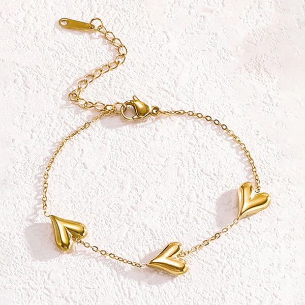 "Heart Themed" Bracelet- 18K Premium Gold Plated