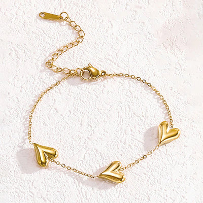 "Heart Themed" Bracelet- 18K Premium Gold Plated