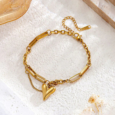 "Heart Themed Charm" Bracelet- 18K Premium Gold Plated