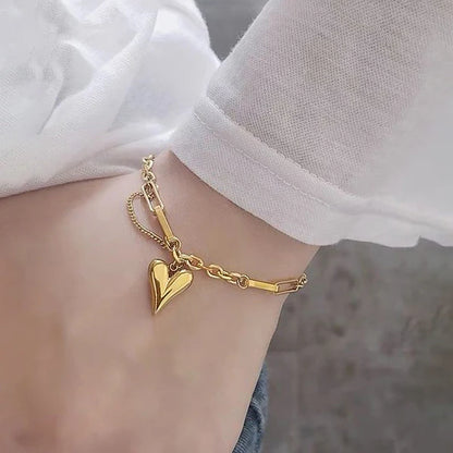 "Heart Themed Charm" Bracelet- 18K Premium Gold Plated