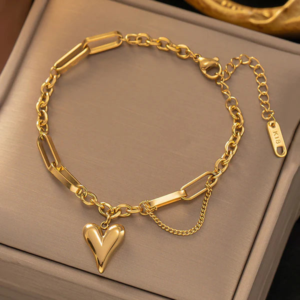 "Heart Themed Charm" Bracelet- 18K Premium Gold Plated