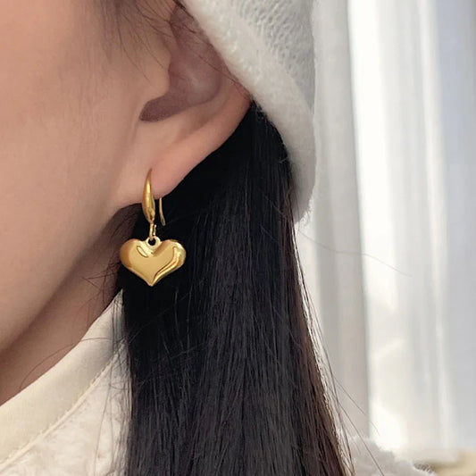 "Heart Themed Drop" Earrings – 18K Premium Gold Plated