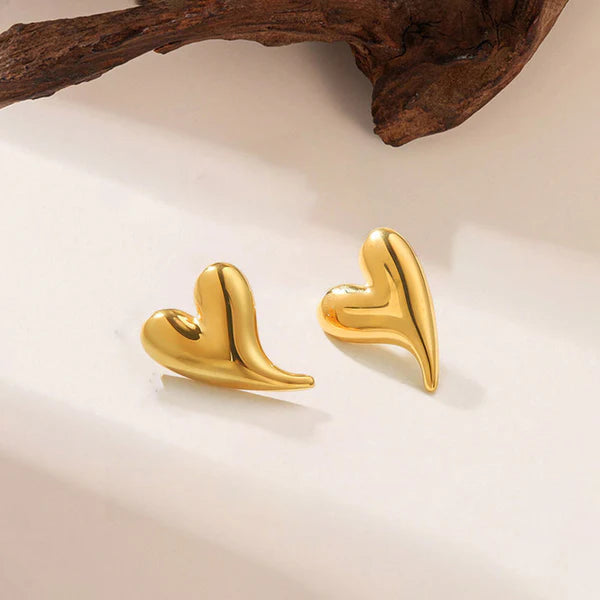 "Heart Themed Stud" Earrings- 18K Premium Gold Plated