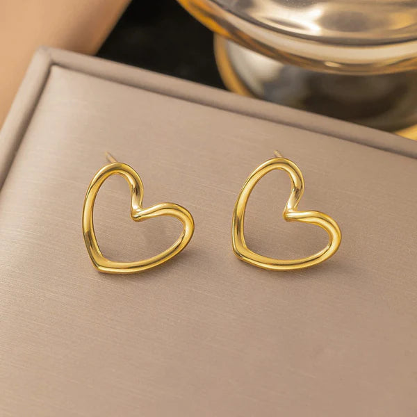 "Heart Themed Stud" Earrings- 18K Premium Gold Plated