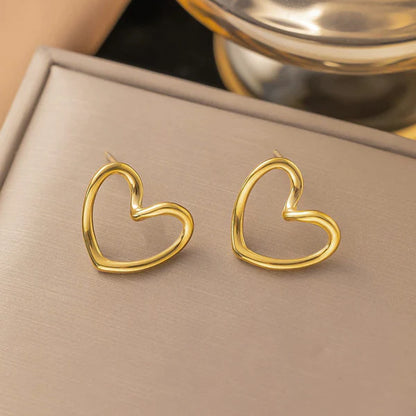 "Heart Themed Stud" Earrings- 18K Premium Gold Plated