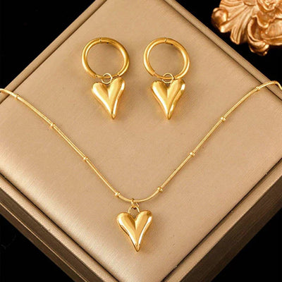 "Heart Themed" Jewellery Set- 18K Premium Gold Plated