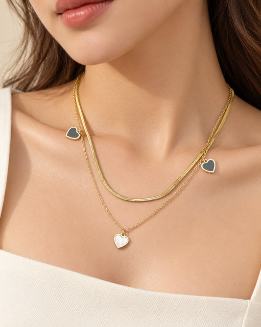 Amora Layered Heart Charm Necklace