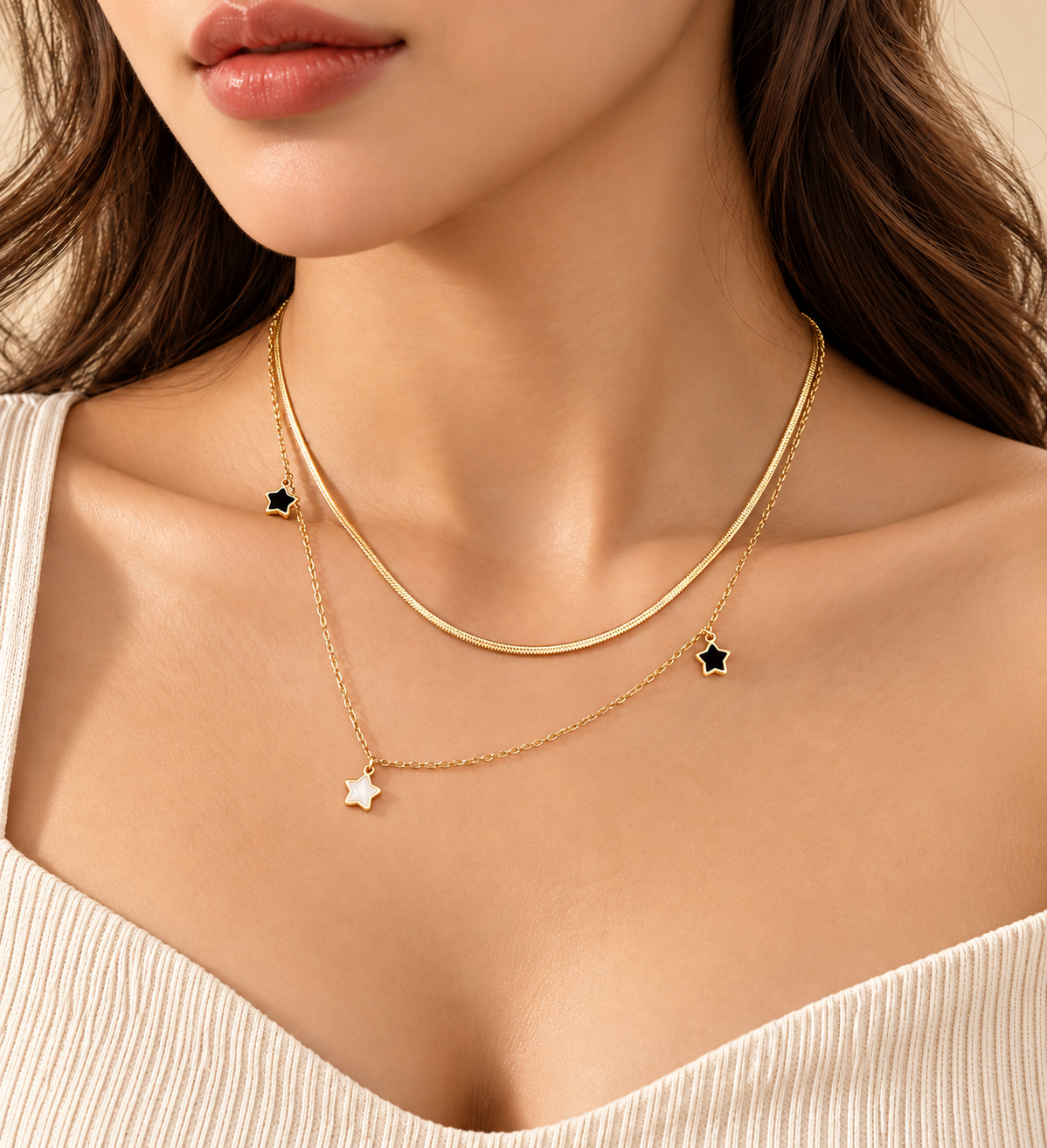 Celeste Layered Star Charm Necklace