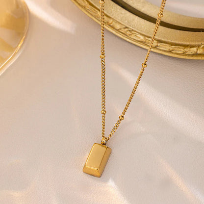 "Rectangular Pendant" Necklace – 18K Premium Gold Plated