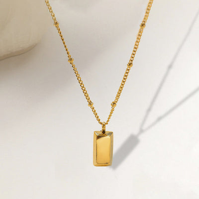 "Rectangular Pendant" Necklace- 18K Premium Gold Plated