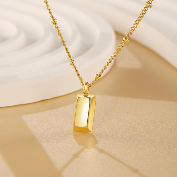"Rectangular Pendant" Necklace – 18K Premium Gold Plated