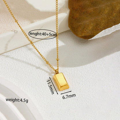 "Rectangular Pendant" Necklace – 18K Premium Gold Plated