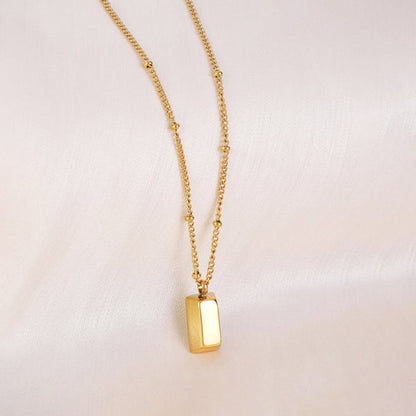 "Rectangular Pendant" Necklace – 18K Premium Gold Plated