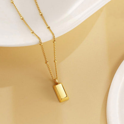 "Rectangular Pendant" Necklace – 18K Premium Gold Plated