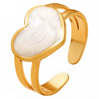 “Golden Heart” Ring featuring White Heart