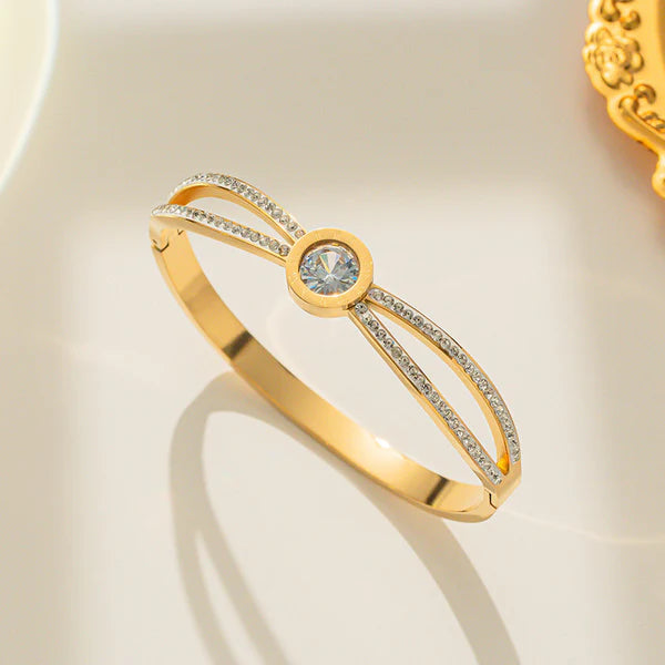 "Roman Numerals American Diamond Studded "  Bracelet- 18K Premium Gold Plated