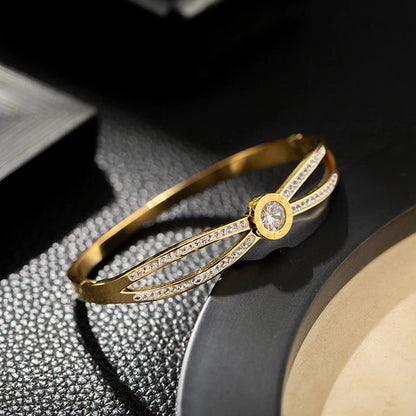 "Roman Numerals American Diamond Studded "  Bracelet- 18K Premium Gold Plated