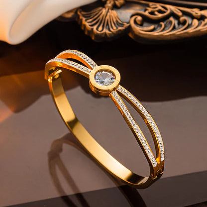 "Roman Numerals American Diamond Studded "  Bracelet- 18K Premium Gold Plated