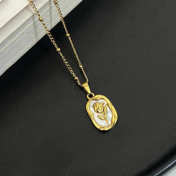 "Rose Themed Pendant" Necklace- 18K Premium Gold Plated