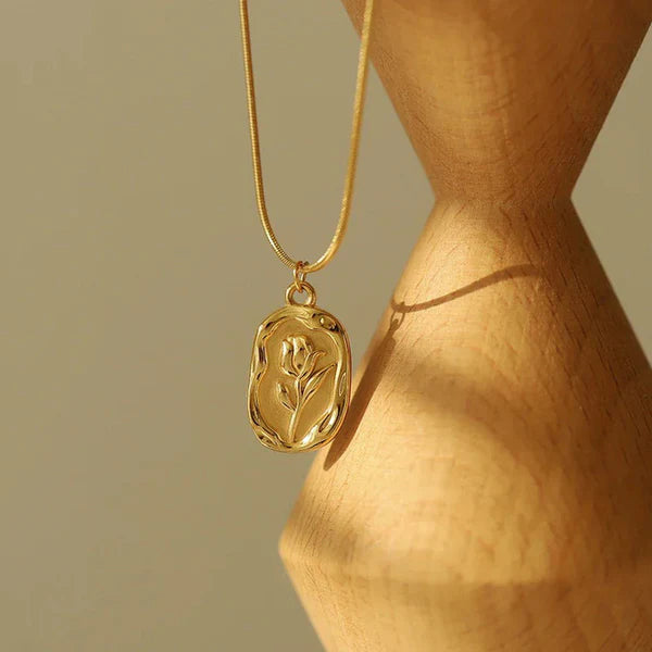 "Rose Themed Pendant" Necklace- 18K Premium Gold Plated