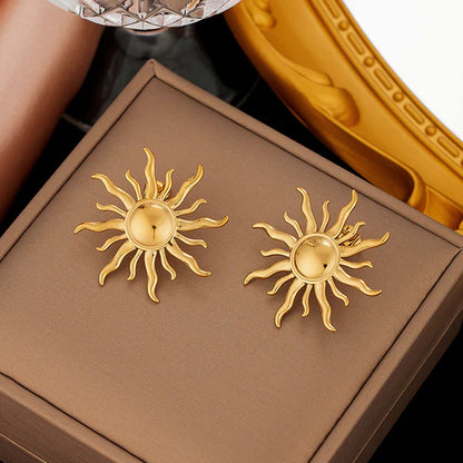 "Sun Shaped Stud" Earrings- 18K Premium Gold Plated