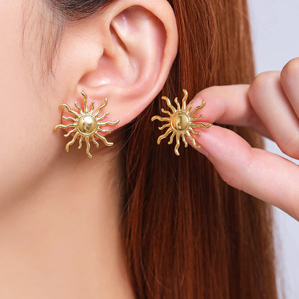"Sun Shaped Stud" Earrings- 18K Premium Gold Plated