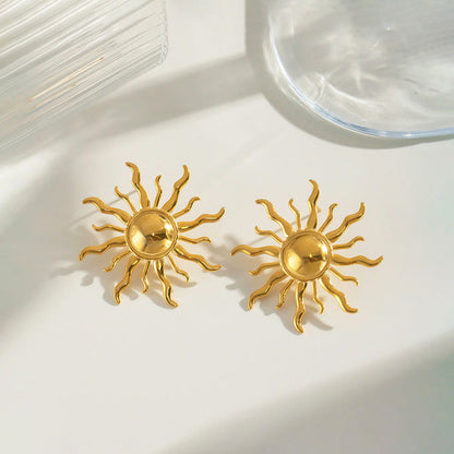 "Sun Shaped Stud" Earrings- 18K Premium Gold Plated