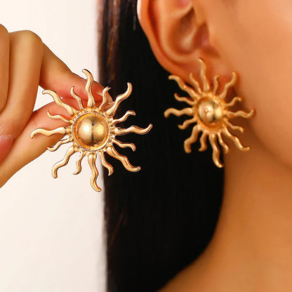 "Sun Shaped Stud" Earrings- 18K Premium Gold Plated