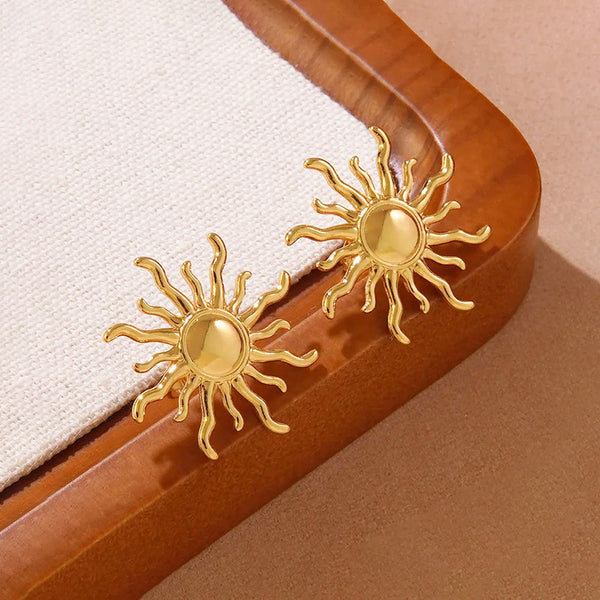 "Sun Shaped Stud" Earrings- 18K Premium Gold Plated