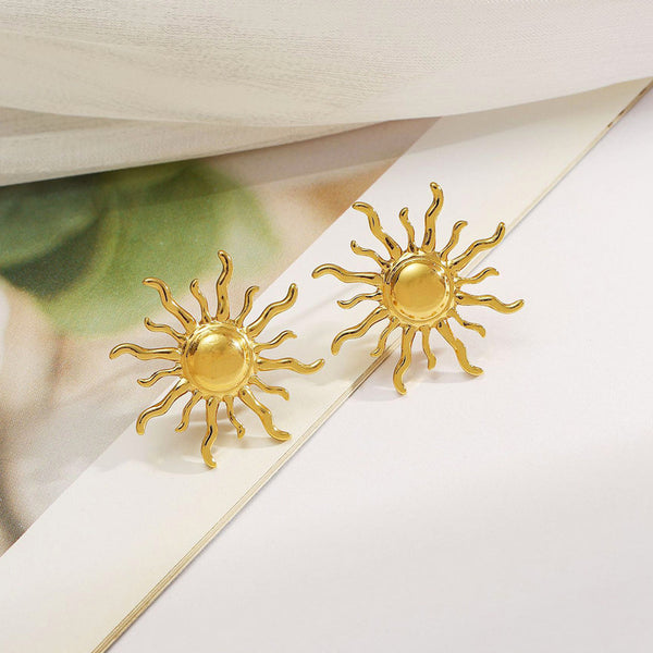 "Sun Shaped Stud" Earrings- 18K Premium Gold Plated