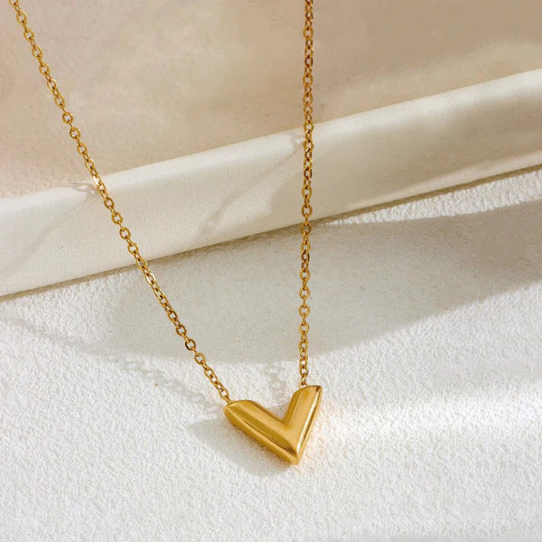 "V-Shaped Pendant"  Necklace- 18K Premium Gold Plated