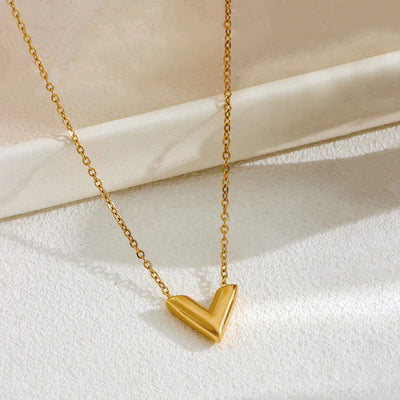 "V-Shaped Pendant"  Necklace- 18K Premium Gold Plated
