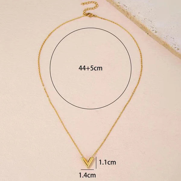 "V-Shaped Pendant"  Necklace- 18K Premium Gold Plated