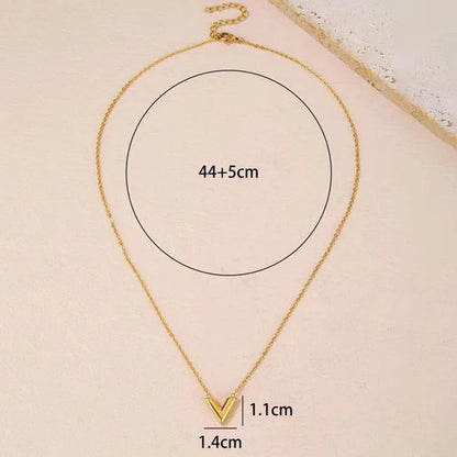 "V-Shaped Pendant"  Necklace- 18K Premium Gold Plated