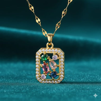 “Colorful Spark” Necklace – 18K Gold Glow