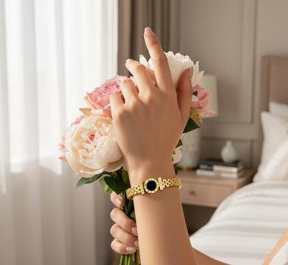 “Black Diamond” Bracelet – 18K Gold Elegance