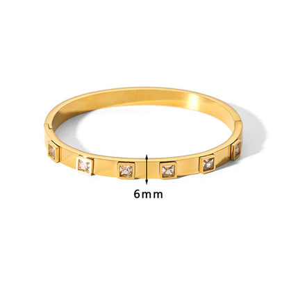 "White Square American Diamond studded" Bracelet- 18K Premium Gold Plated