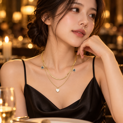 Amora Layered Heart Charm Necklace