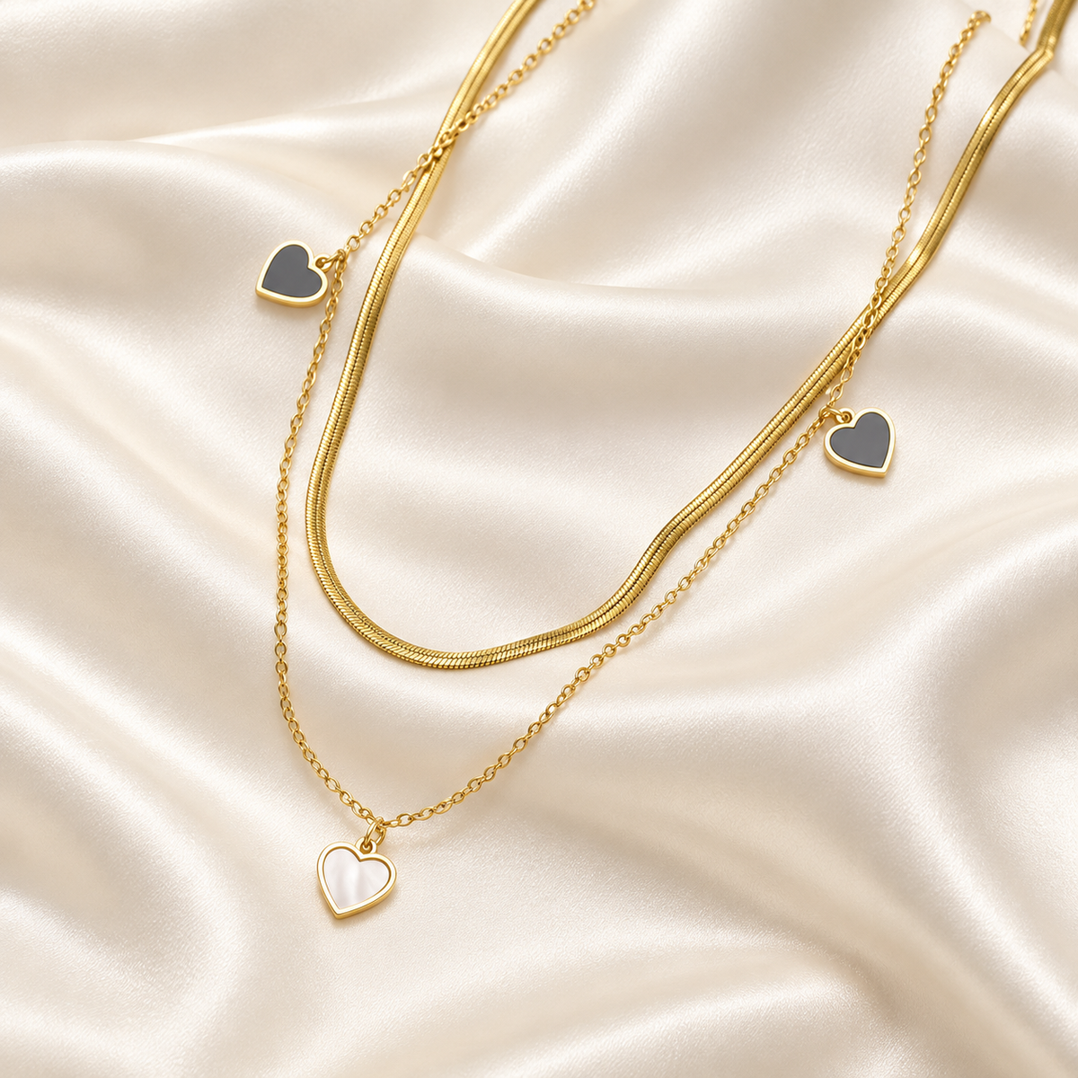 Amora Layered Heart Charm Necklace