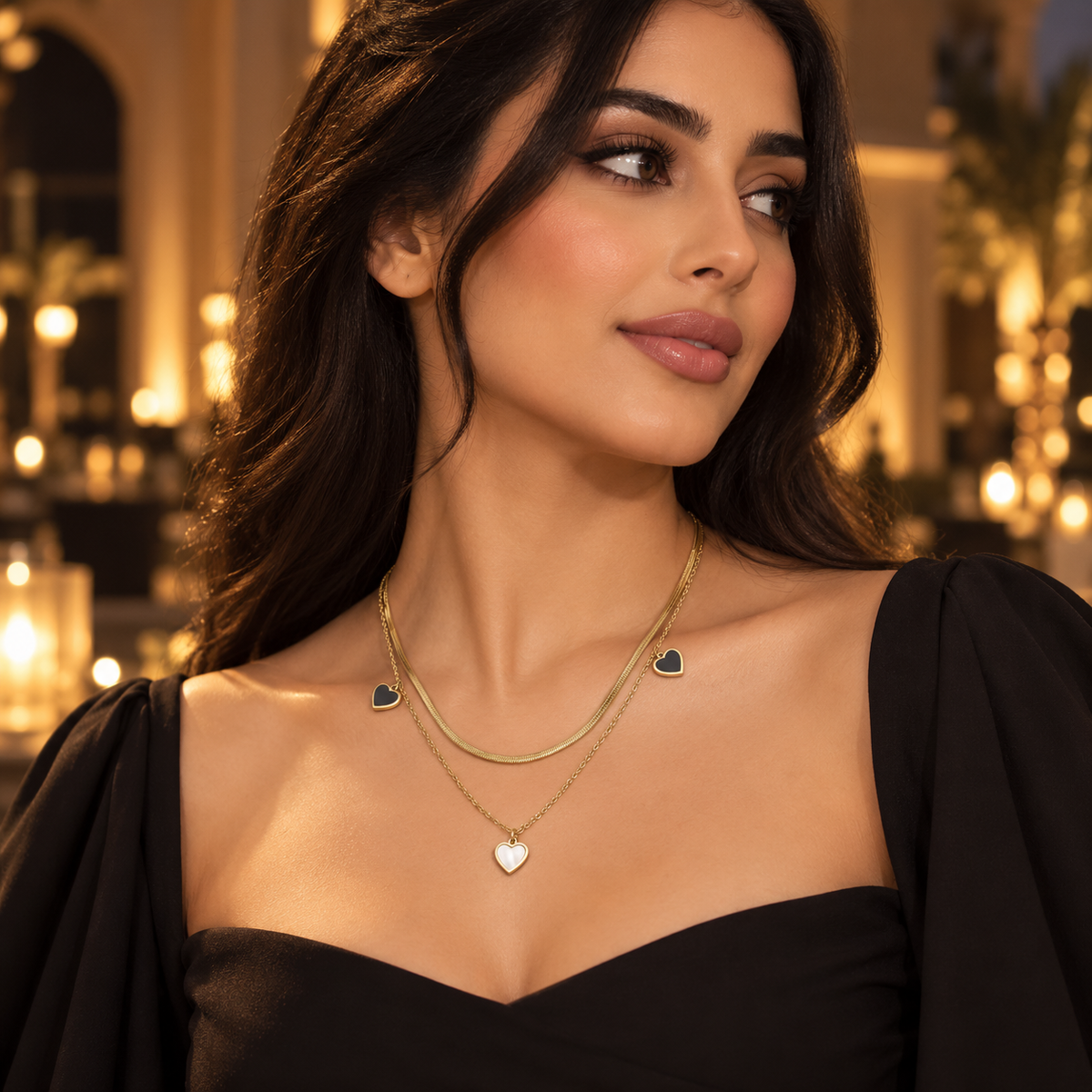 Amora Layered Heart Charm Necklace