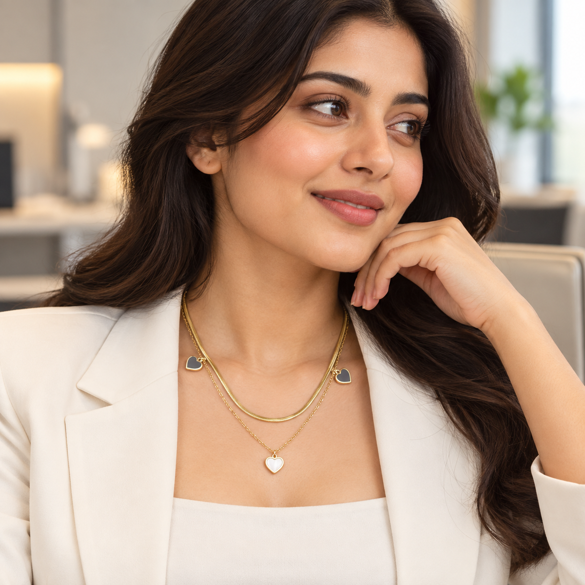 Amora Layered Heart Charm Necklace