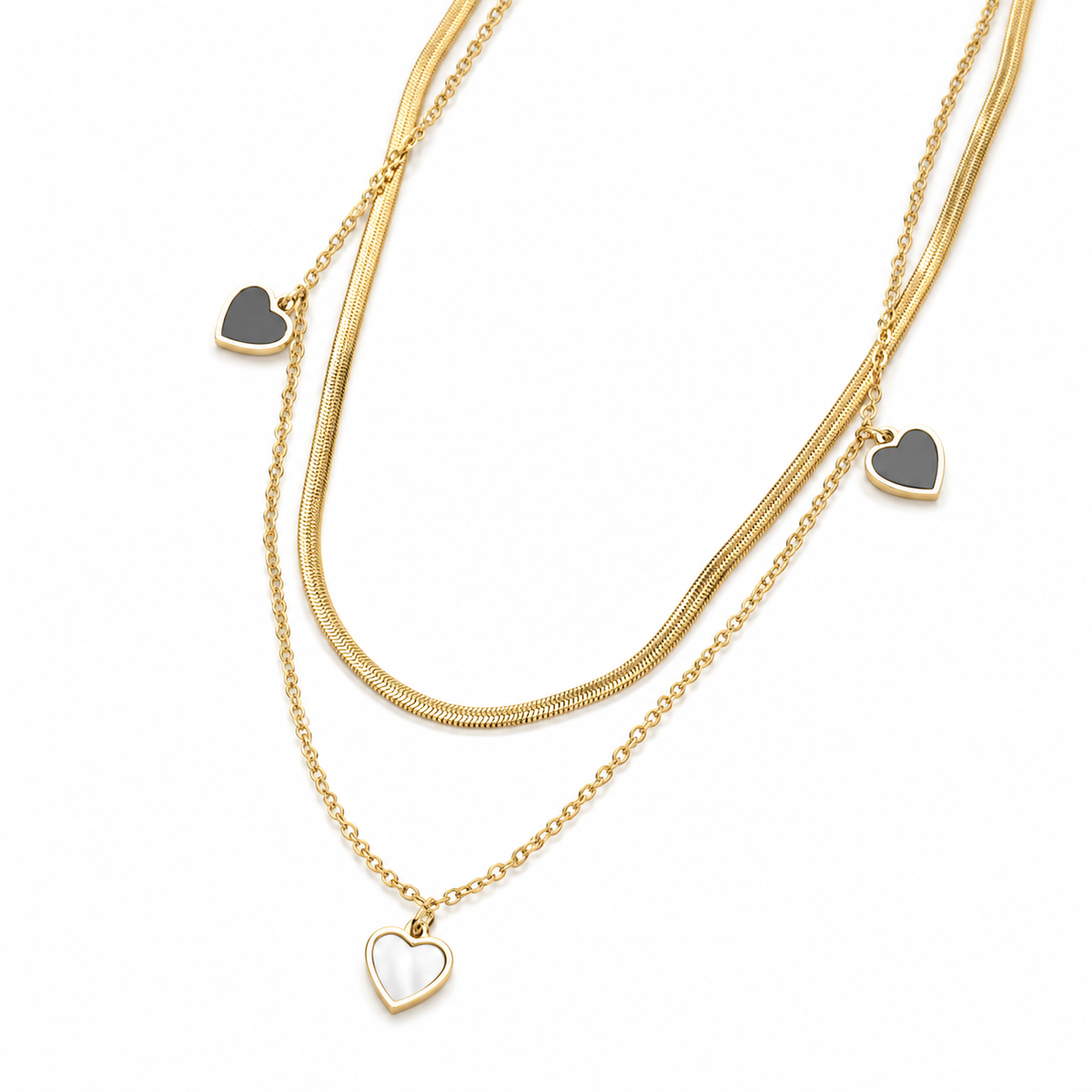 Amora Layered Heart Charm Necklace
