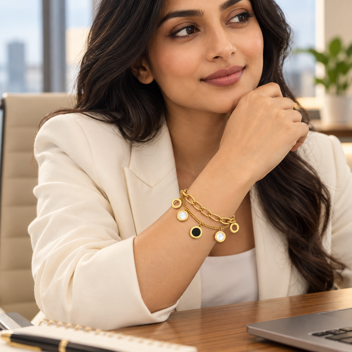 Aurelia Layered Circle Charm Bracelet
