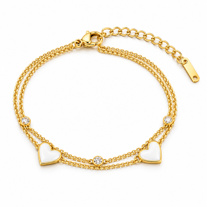 Double Heart Layered Gold Bracelet