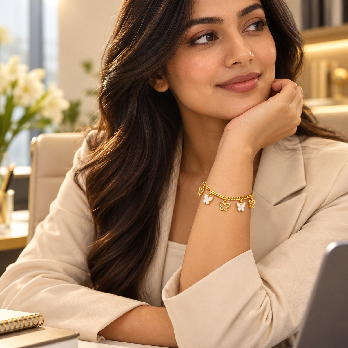 Golden Butterfly Charm Bracelet