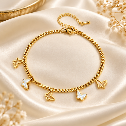Golden Butterfly Charm Bracelet