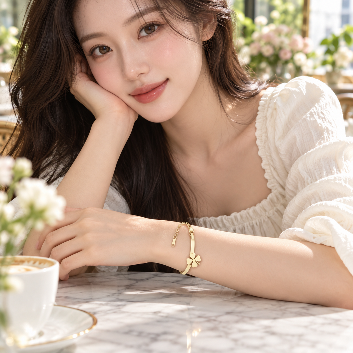 Gold Clover Charm Bracelet