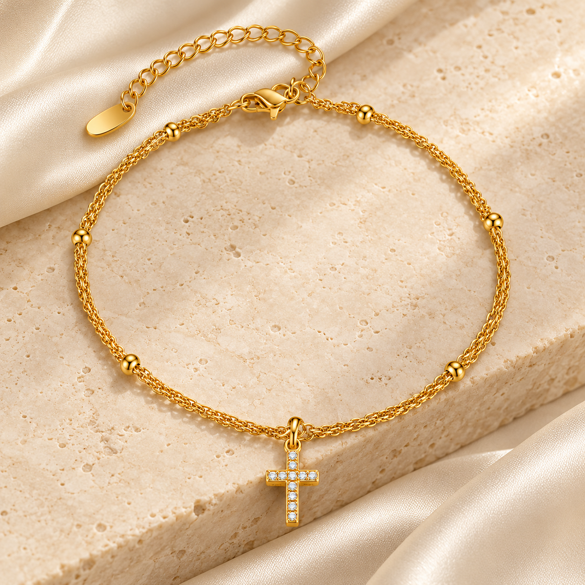 Elegant Gold Cross Charm Bracelet